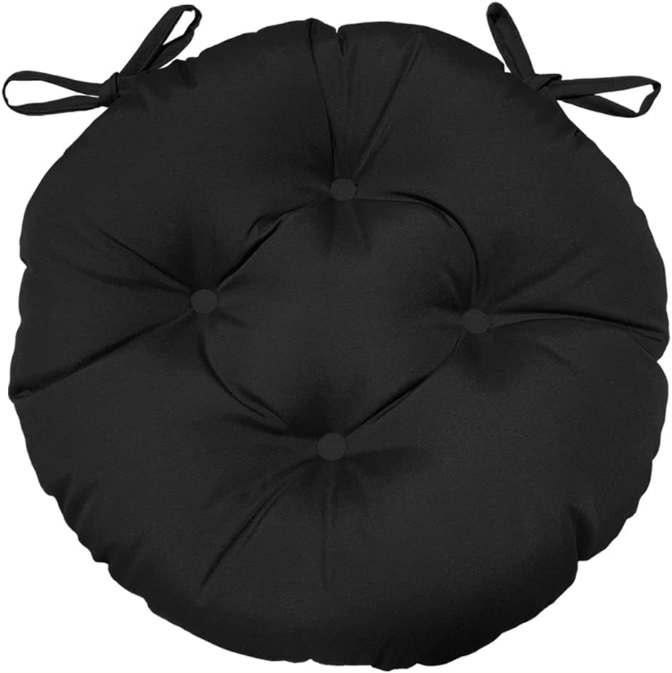 GUEGLSA Indoor Outdoor Round Chair Cushions 15 inch, Waterproof Bistro Seat Cushion with Ties ,Non Slip Circle Stool Chair Pads Set of 2, Green