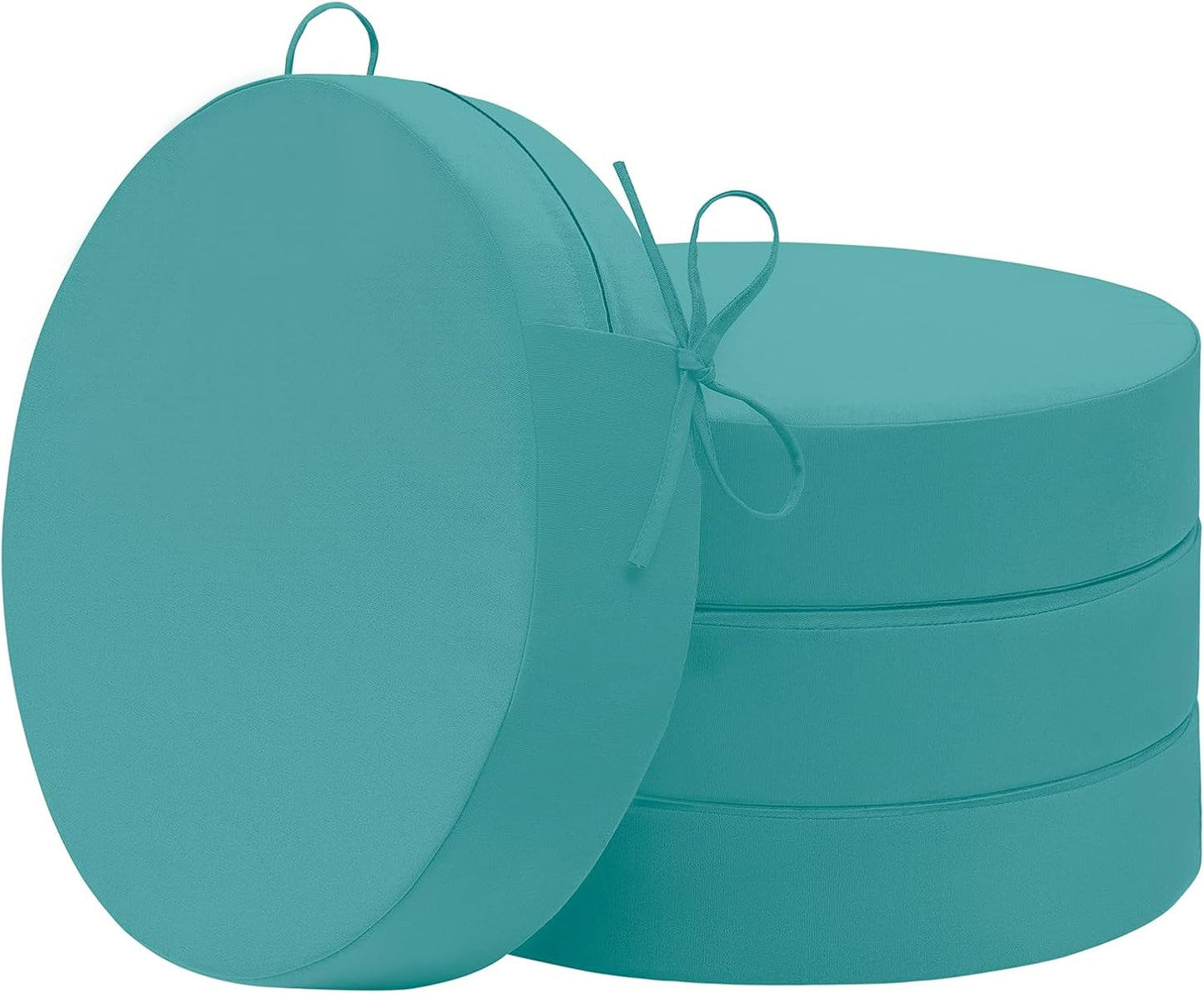 HARBOREST Outdoor Bistro Chair Cushions Set of 4, Waterproof Round Outdoor Cushions with Non-Slip Ties and Removable Covers, 15" D x 3" H, Navy