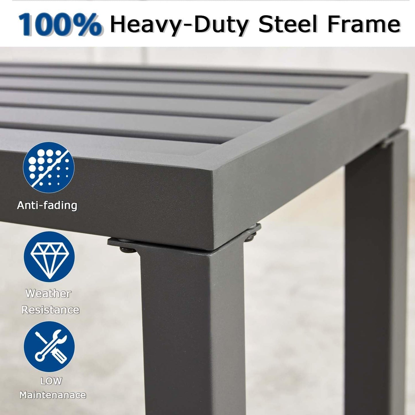 Grey Outdoor Backless Bench for Garden, Set of 2, Metal Outdoor Bench Weatherproof, Patio Benches for Outdoors, Benches Seat for Backyard, Porch, Plant Stand and Holder