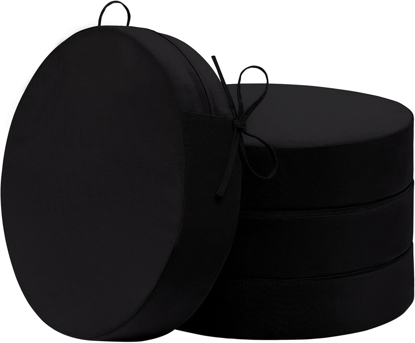HARBOREST Outdoor Bistro Chair Cushions Set of 4, Waterproof Round Outdoor Cushions with Non-Slip Ties and Removable Covers, 15" D x 3" H, Navy