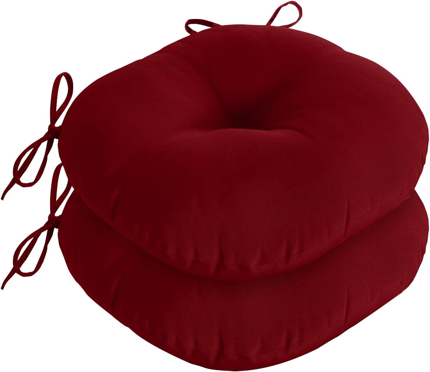 downluxe Bistro Chair Cushions for Patio Furniture, Water-Resistant Round Outdoor Chair Cushions Set of 4 with Non-Slip Ties, 15" x 15", Yellow