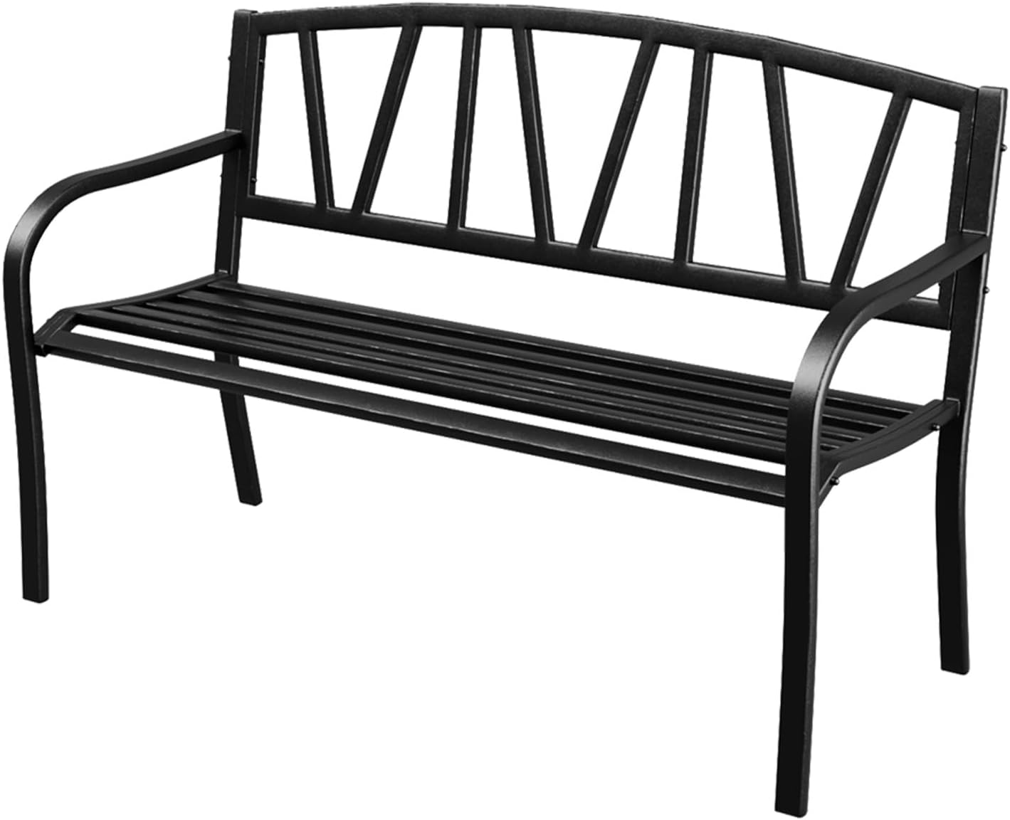 SHGJ&SOFT Outdoor Bench, Garden Bench, Cast Iron Metal Frame Patio Park Bench with a Small Table, for Porch, Lawn, Garden, Yard (D2644BK-1)