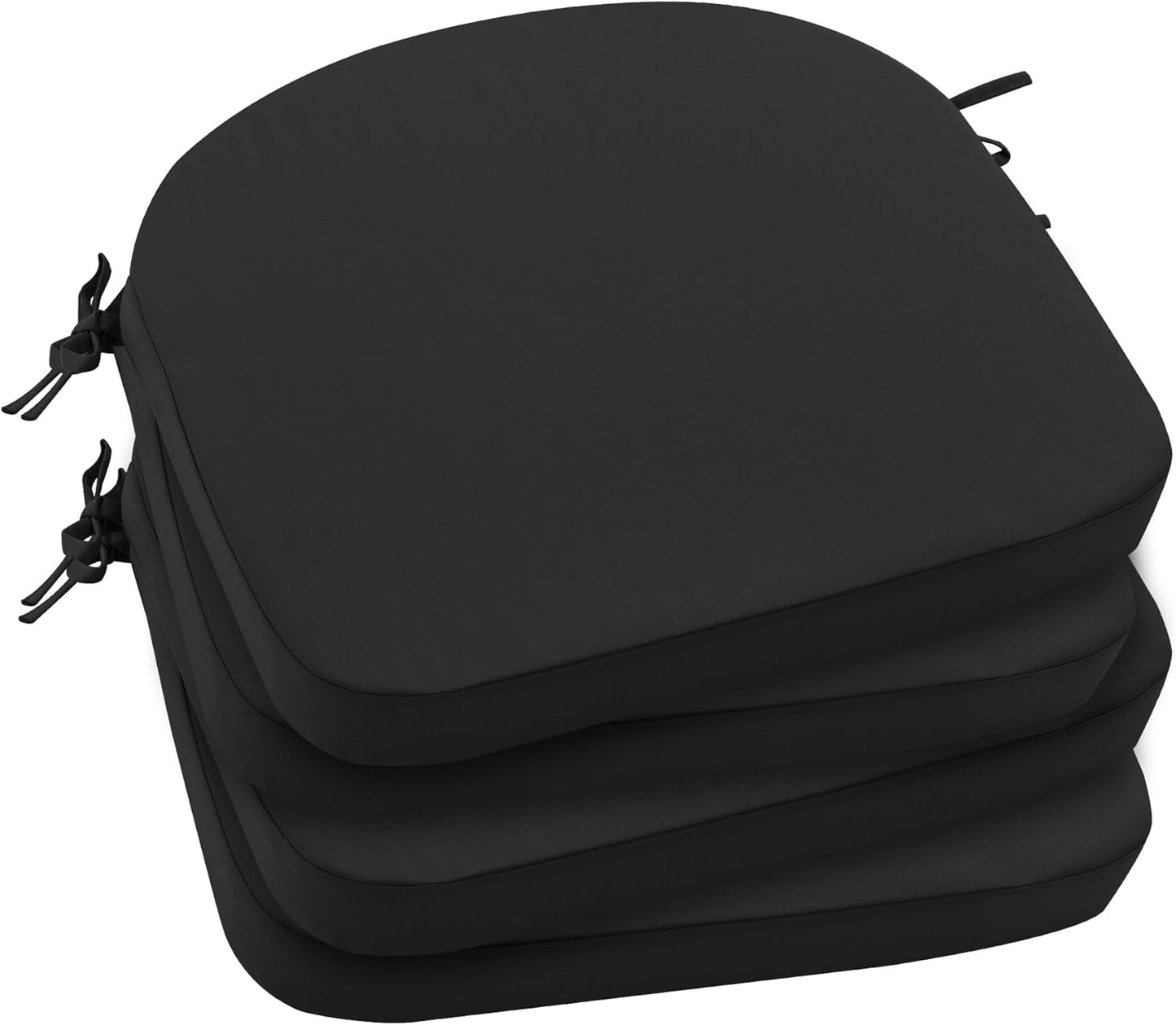 Outdoor Bistro Chair Cushions Set of 2, 15" D x 3" H Round Chair Cushions Waterproof and Fade Resistant Chair Cushion Pads with Non-Slip Ties and Removable Covers for Garden, Navy Blue