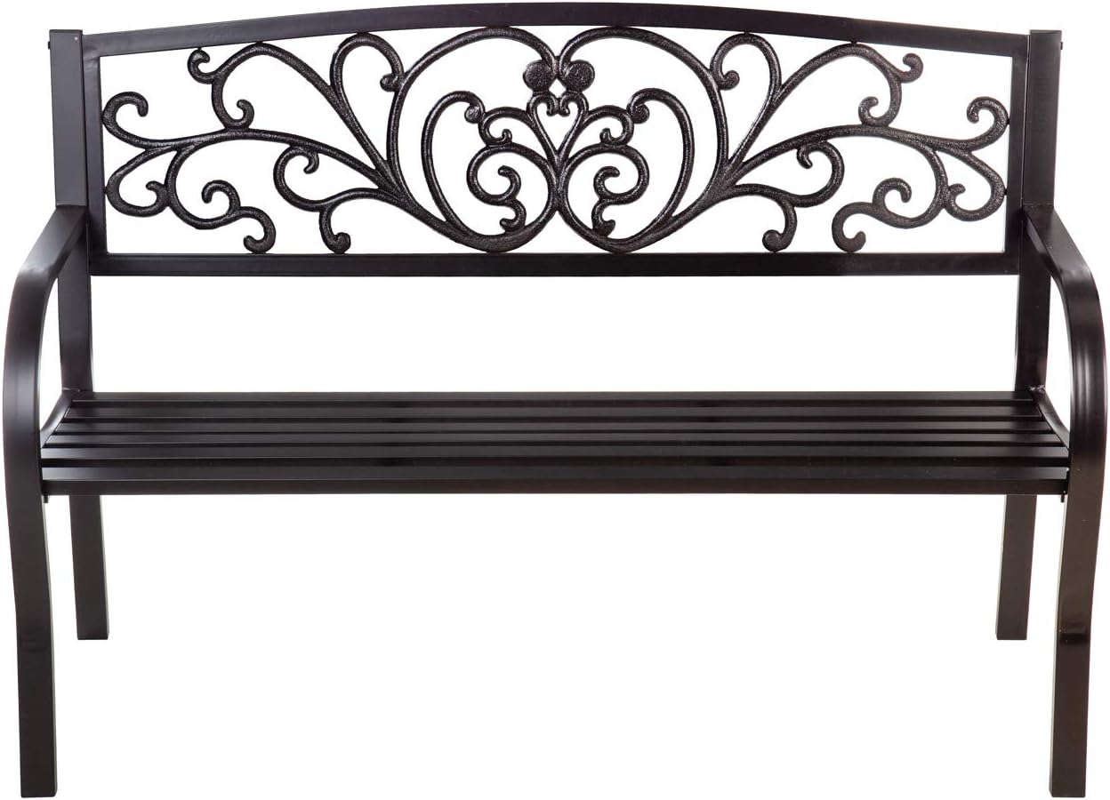 Evergreen Garden Sunflower Garden Bench Outdoors & Indoors | Cast Iron Metal Patio Bench | Outdoor Seating Furniture | Seats for Park, Porch, Deck, Yard