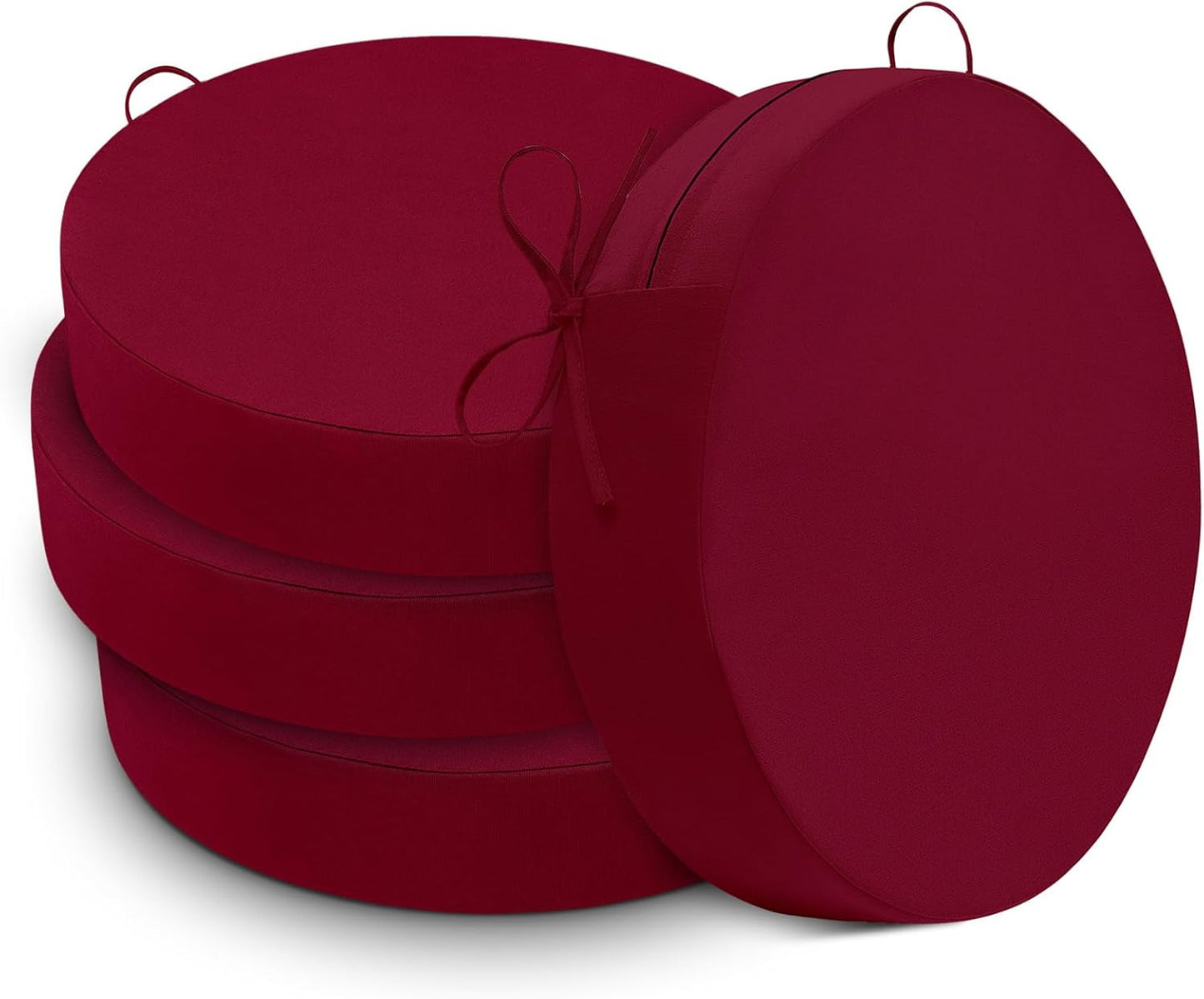 Cozyide Waterproof Outdoor Bistro Chair Cushions with Non-Slip Ties, Thickened Round Outdoor Cushions with Removable Covers, 4 Pack, 15"x15"x3", Black