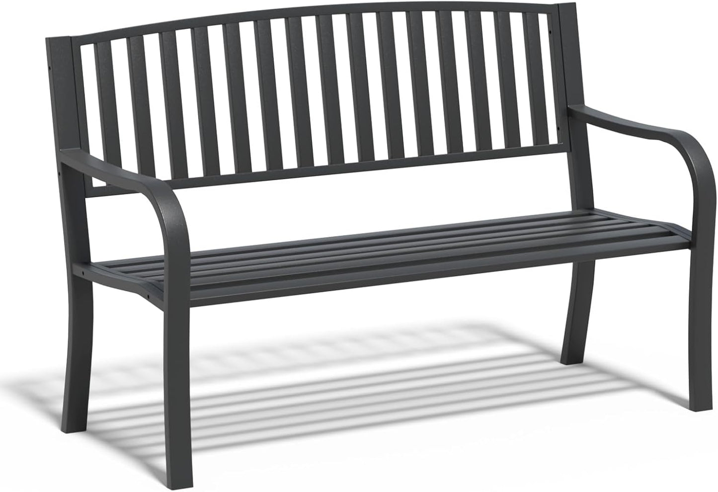 SHGJ&SOFT Outdoor Bench, Garden Bench, Cast Iron Metal Frame Patio Park Bench with a Small Table, for Porch, Lawn, Garden, Yard (D2644BK-1)