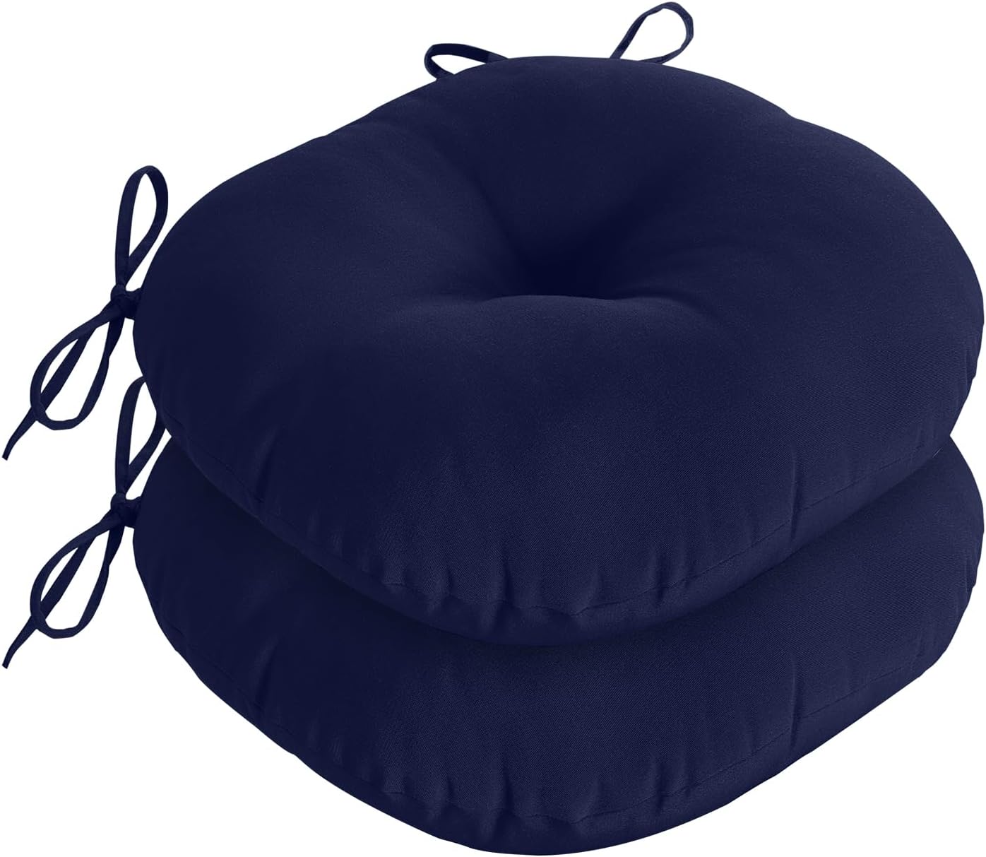 downluxe Bistro Chair Cushions for Patio Furniture, Water-Resistant Round Outdoor Chair Cushions Set of 4 with Non-Slip Ties, 15" x 15", Yellow