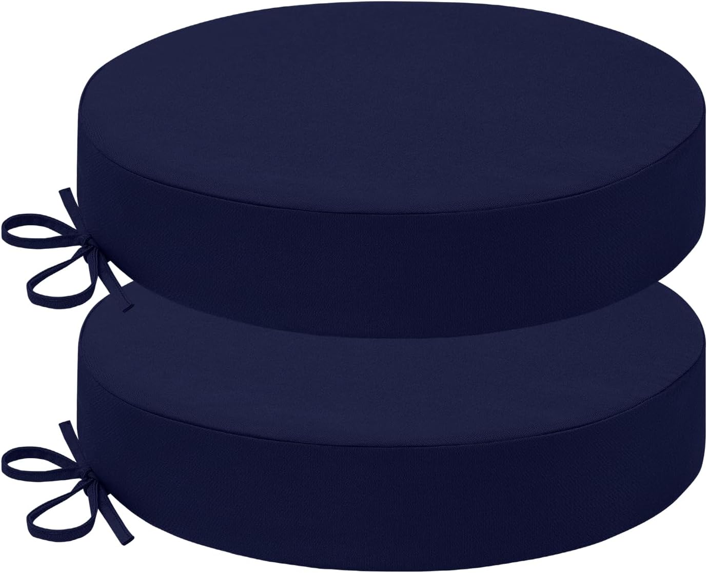 HARBOREST Outdoor Bistro Chair Cushions Set of 4, Waterproof Round Outdoor Cushions with Non-Slip Ties and Removable Covers, 15" D x 3" H, Navy