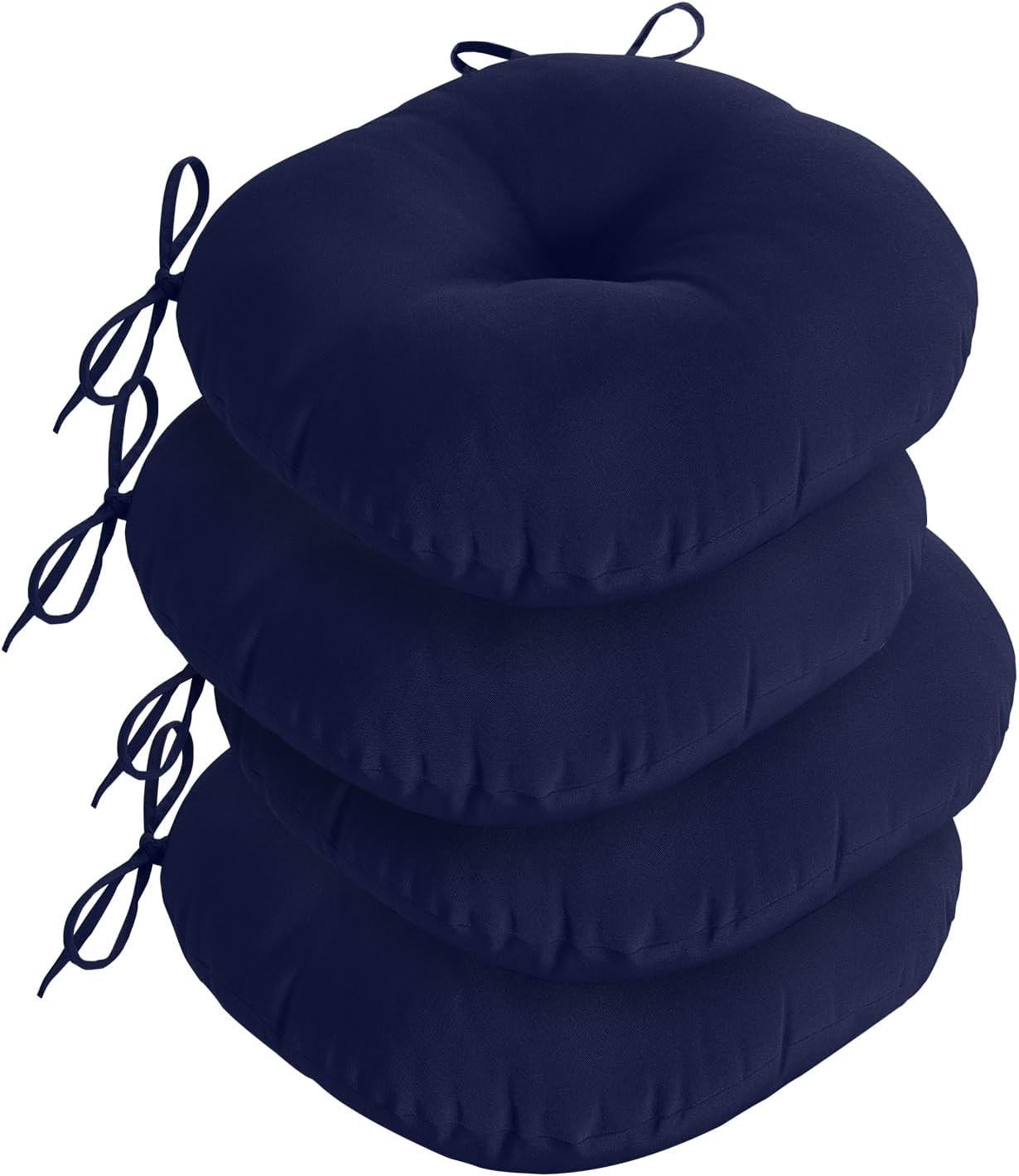 downluxe Bistro Chair Cushions for Patio Furniture, Water-Resistant Round Outdoor Chair Cushions Set of 4 with Non-Slip Ties, 15" x 15", Yellow