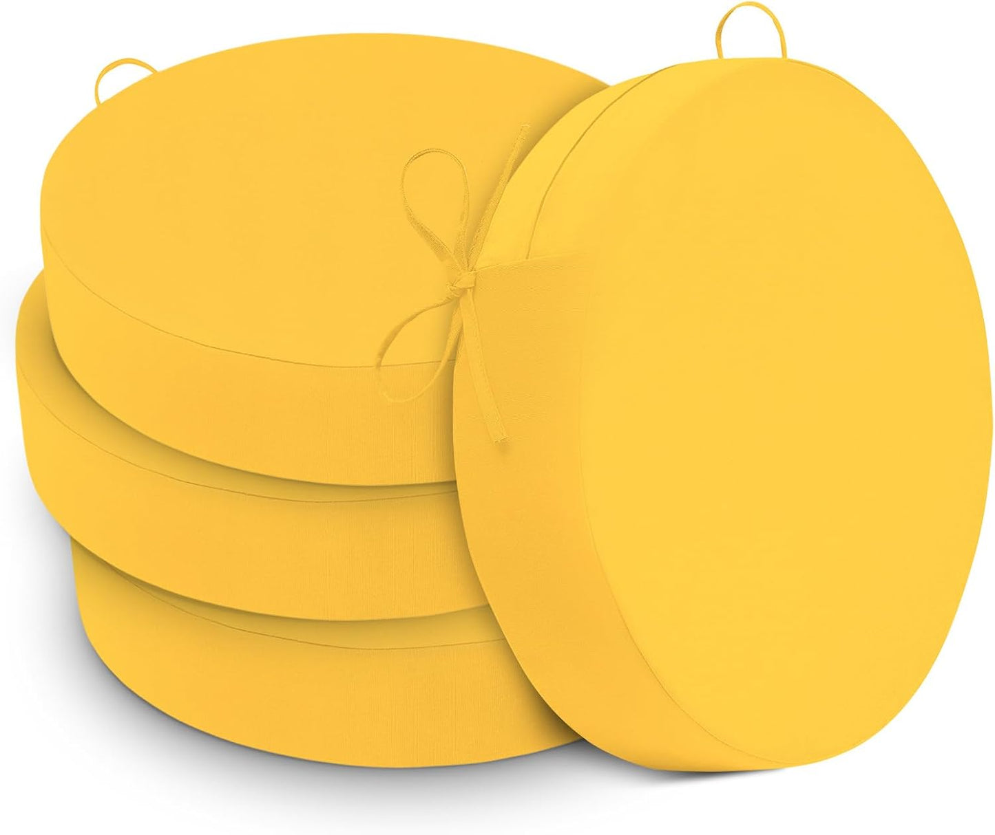 Cozyide Waterproof Outdoor Bistro Chair Cushions with Non-Slip Ties, Thickened Round Outdoor Cushions with Removable Covers, 4 Pack, 15"x15"x3", Black