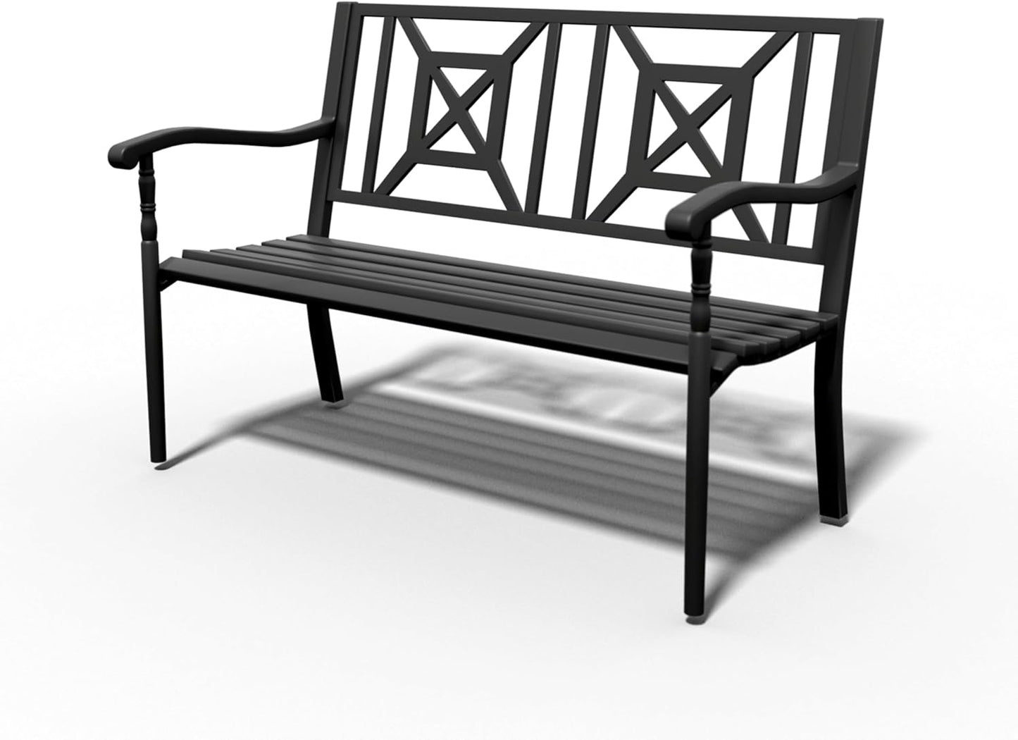 SHGJ&SOFT Outdoor Bench, Garden Bench, Cast Iron Metal Frame Patio Park Bench with a Small Table, for Porch, Lawn, Garden, Yard (D2644BK-1)