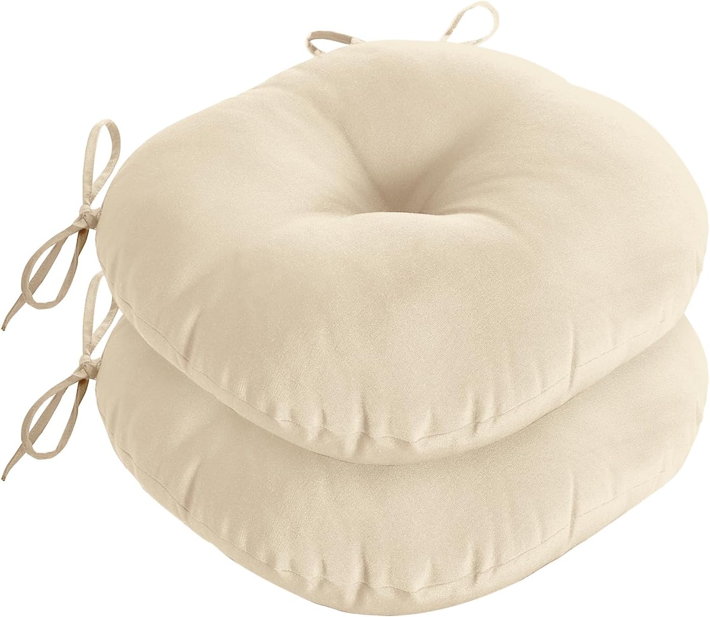 downluxe Bistro Chair Cushions for Patio Furniture, Water-Resistant Round Outdoor Chair Cushions Set of 4 with Non-Slip Ties, 15" x 15", Yellow