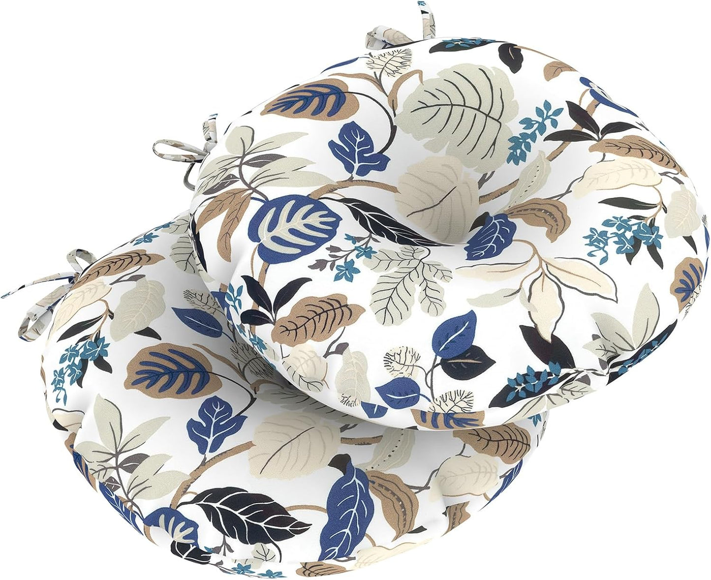 LVTXIII Outdoor All Weather Bistro Seat Cushions, Comfortable Fluffy Tufted Patio Chair Cushions Round 15”x15”x4” Set of 2 for Home Garden Furniture, Paisley Blue