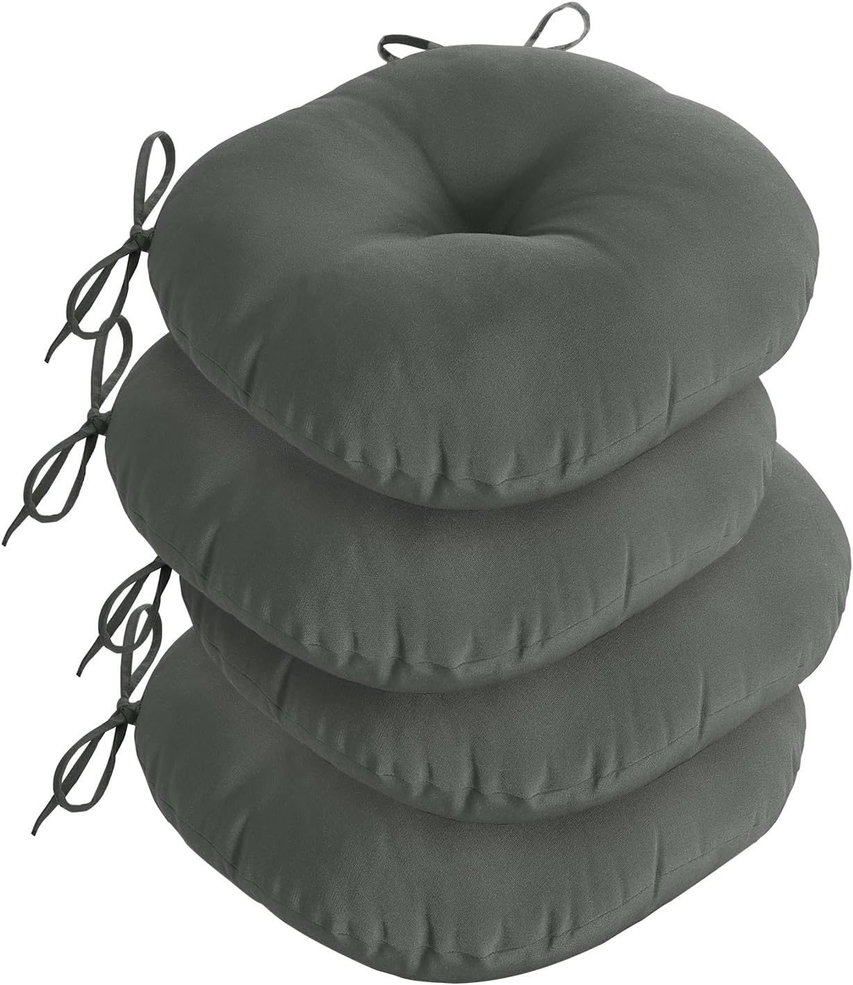 downluxe Bistro Chair Cushions for Patio Furniture, Water-Resistant Round Outdoor Chair Cushions Set of 4 with Non-Slip Ties, 15" x 15", Yellow