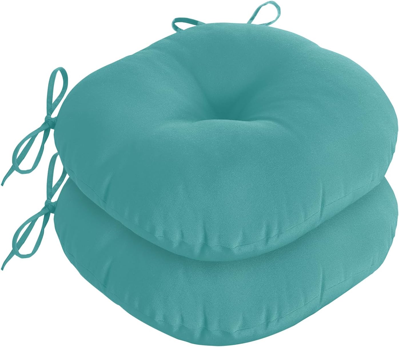 downluxe Bistro Chair Cushions for Patio Furniture, Water-Resistant Round Outdoor Chair Cushions Set of 4 with Non-Slip Ties, 15" x 15", Yellow