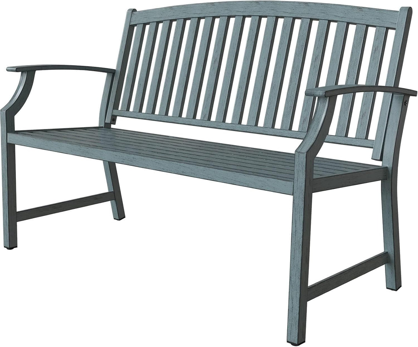Grand patio 50" Outdoor Bench, Garden Benches with Anti-Rust Metal Powder Coated Frame, Patio Bench for Front Porch Park Outside Furniture Decor, Black
