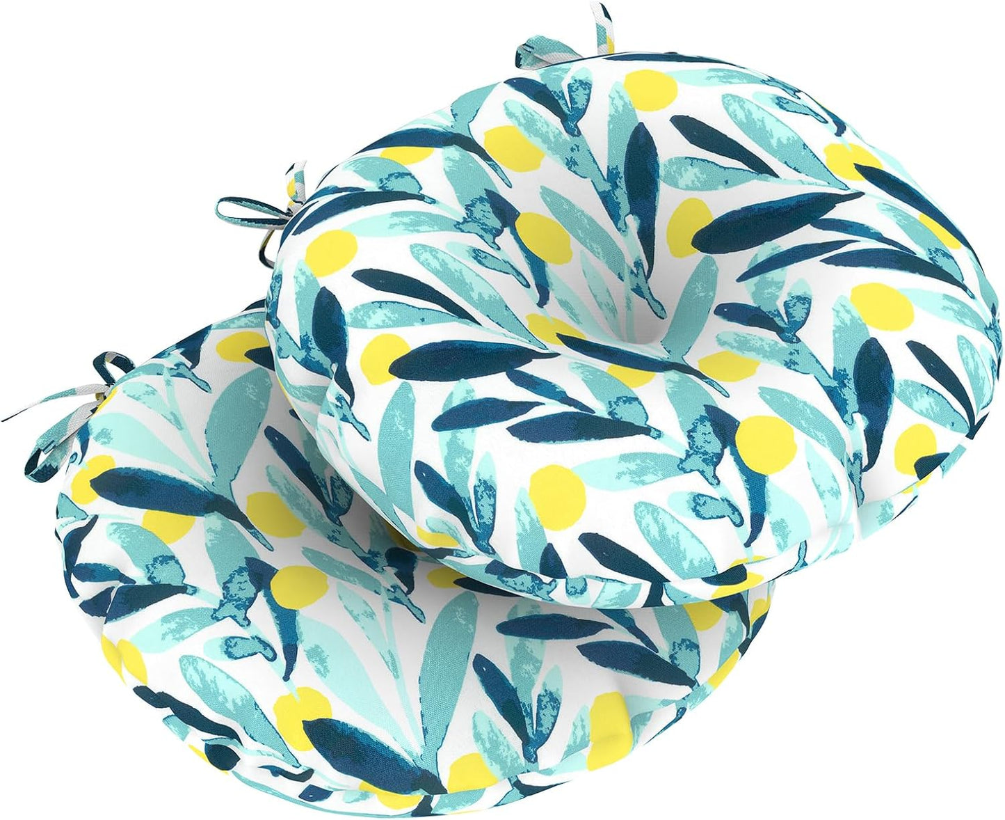 LVTXIII Outdoor All Weather Bistro Seat Cushions, Comfortable Fluffy Tufted Patio Chair Cushions Round 15”x15”x4” Set of 2 for Home Garden Furniture, Paisley Blue