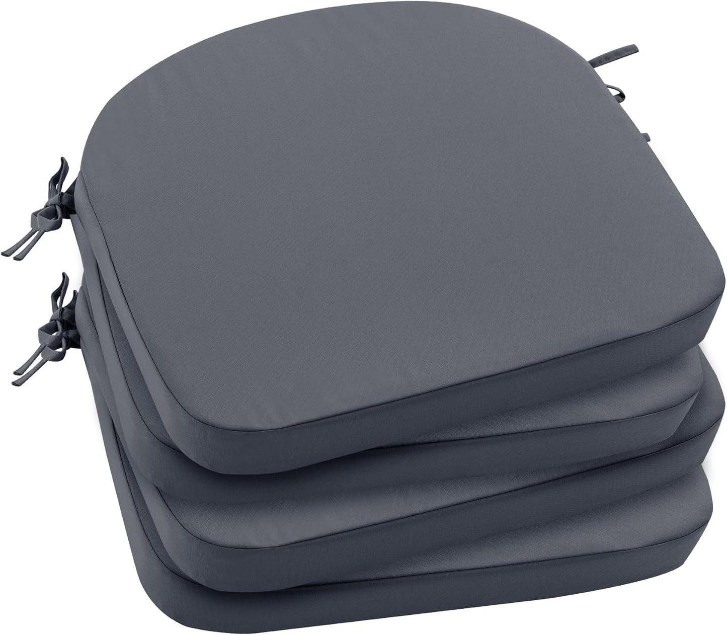 Outdoor Bistro Chair Cushions Set of 2, 15" D x 3" H Round Chair Cushions Waterproof and Fade Resistant Chair Cushion Pads with Non-Slip Ties and Removable Covers for Garden, Navy Blue