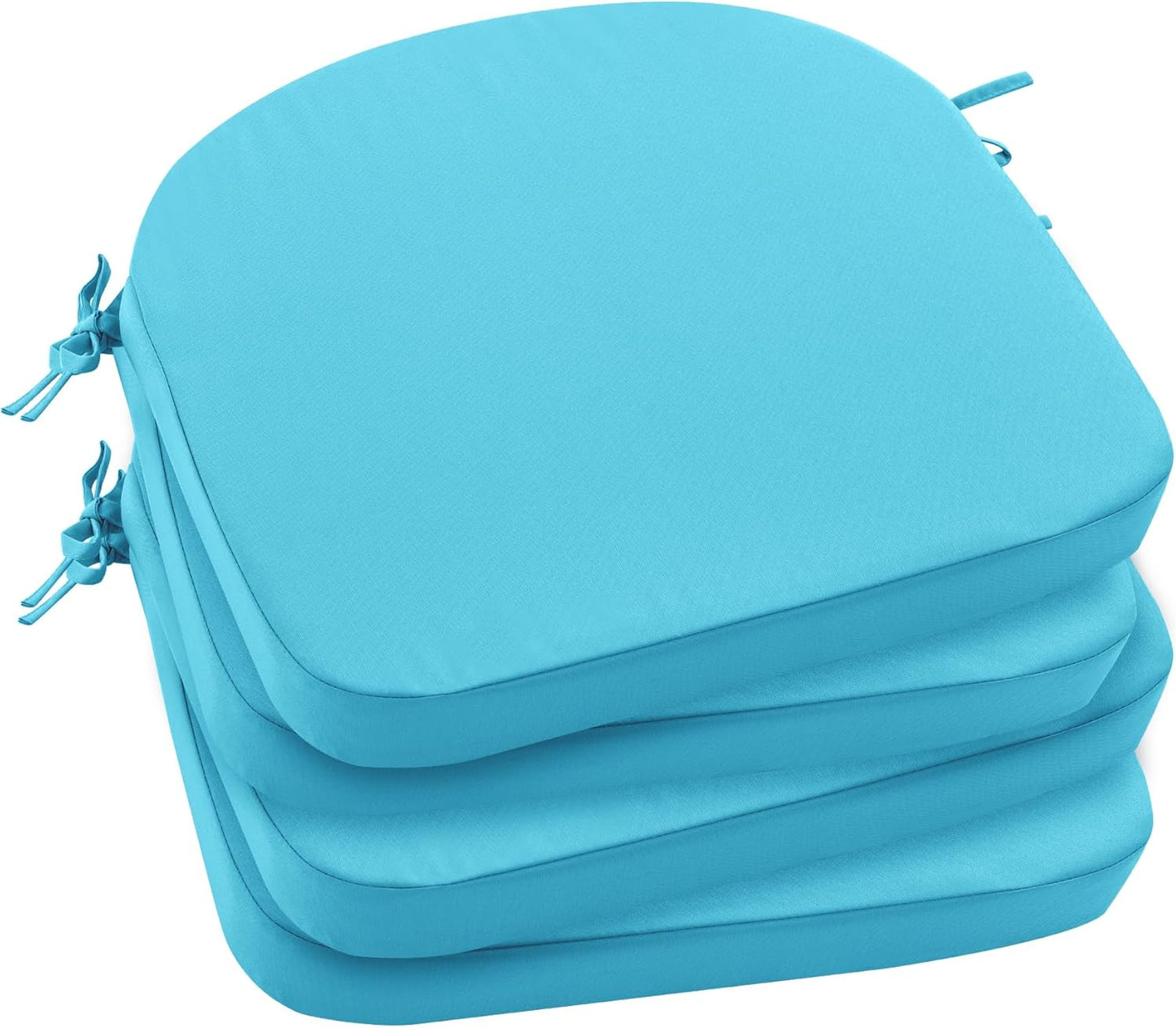 Outdoor Bistro Chair Cushions Set of 2, 15" D x 3" H Round Chair Cushions Waterproof and Fade Resistant Chair Cushion Pads with Non-Slip Ties and Removable Covers for Garden, Navy Blue