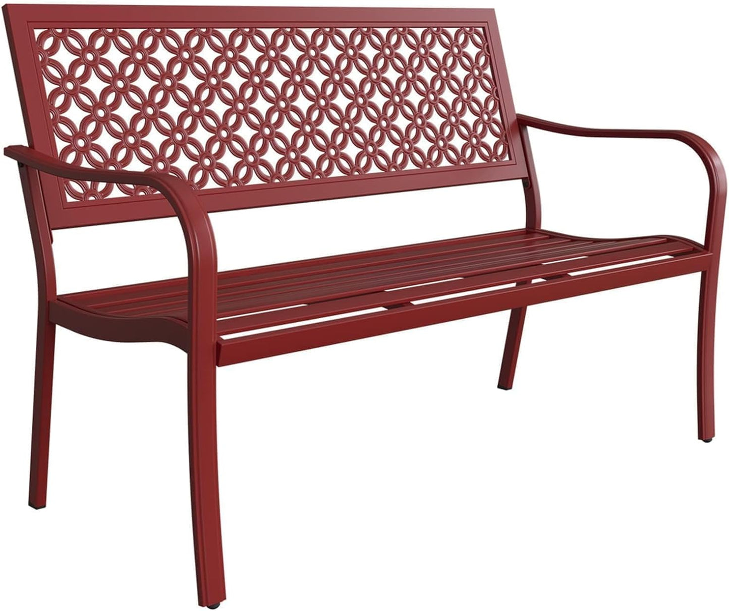 Grand patio 50" Outdoor Bench, Garden Benches with Anti-Rust Metal Powder Coated Frame, Patio Bench for Front Porch Park Outside Furniture Decor, Black