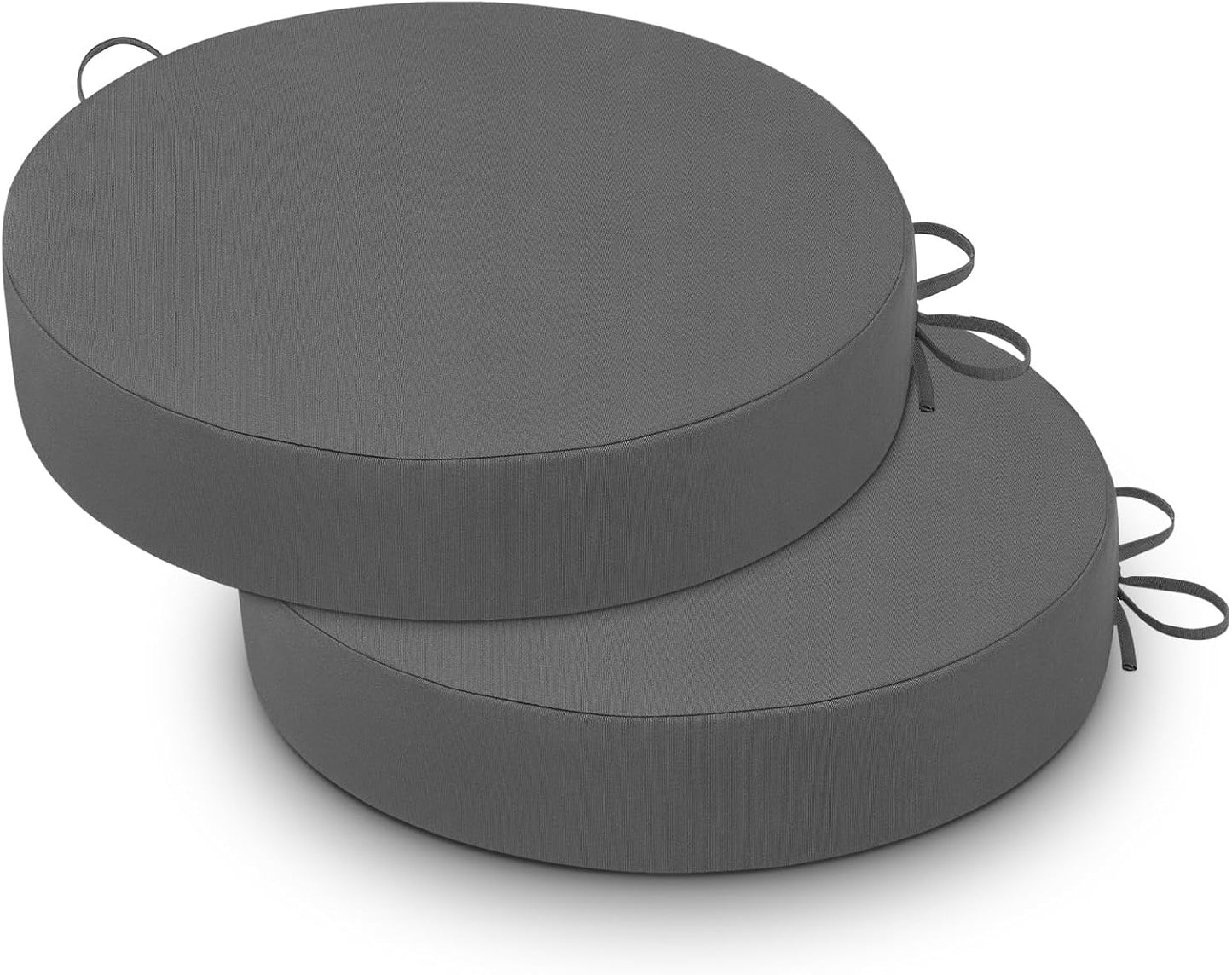 Cozyide Waterproof Outdoor Bistro Chair Cushions with Non-Slip Ties, Thickened Round Outdoor Cushions with Removable Covers, 4 Pack, 15"x15"x3", Black