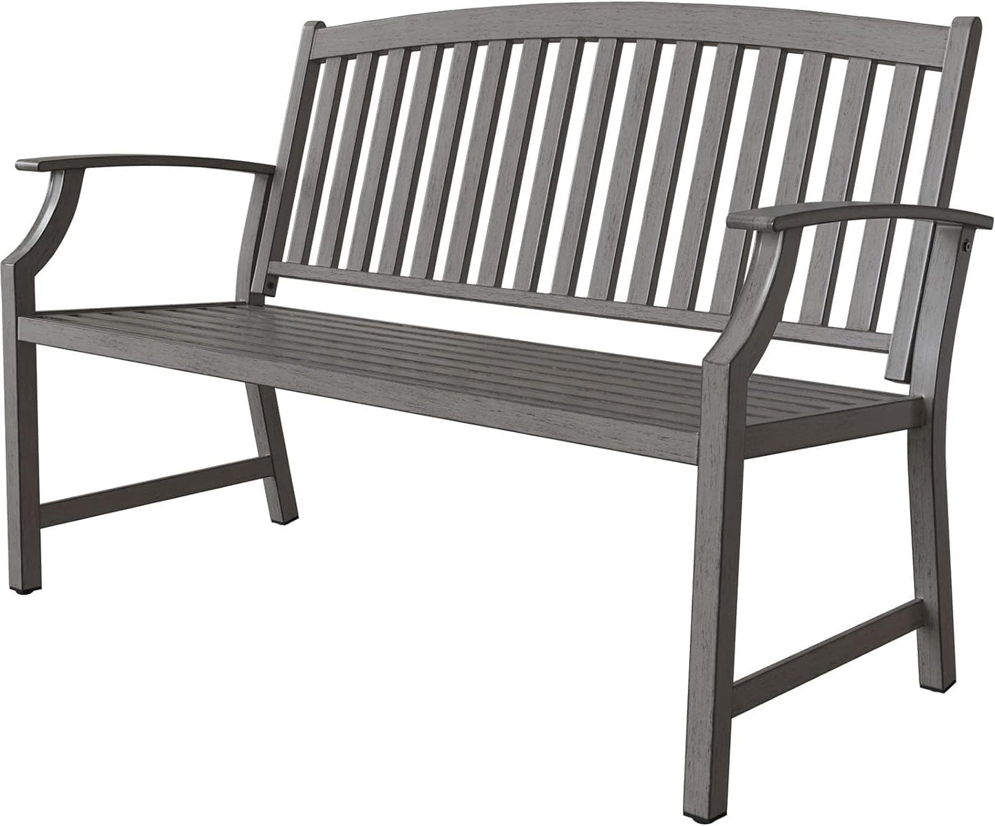 Grand patio 50" Outdoor Bench, Garden Benches with Anti-Rust Metal Powder Coated Frame, Patio Bench for Front Porch Park Outside Furniture Decor, Black