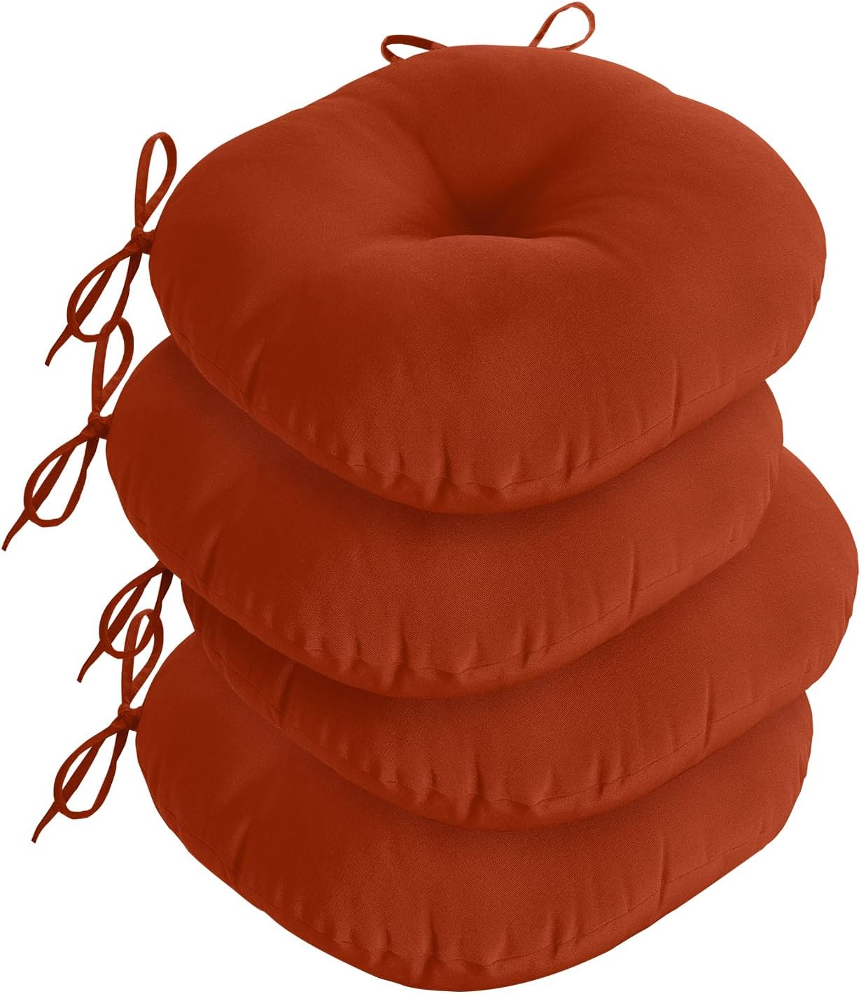 downluxe Bistro Chair Cushions for Patio Furniture, Water-Resistant Round Outdoor Chair Cushions Set of 4 with Non-Slip Ties, 15" x 15", Yellow