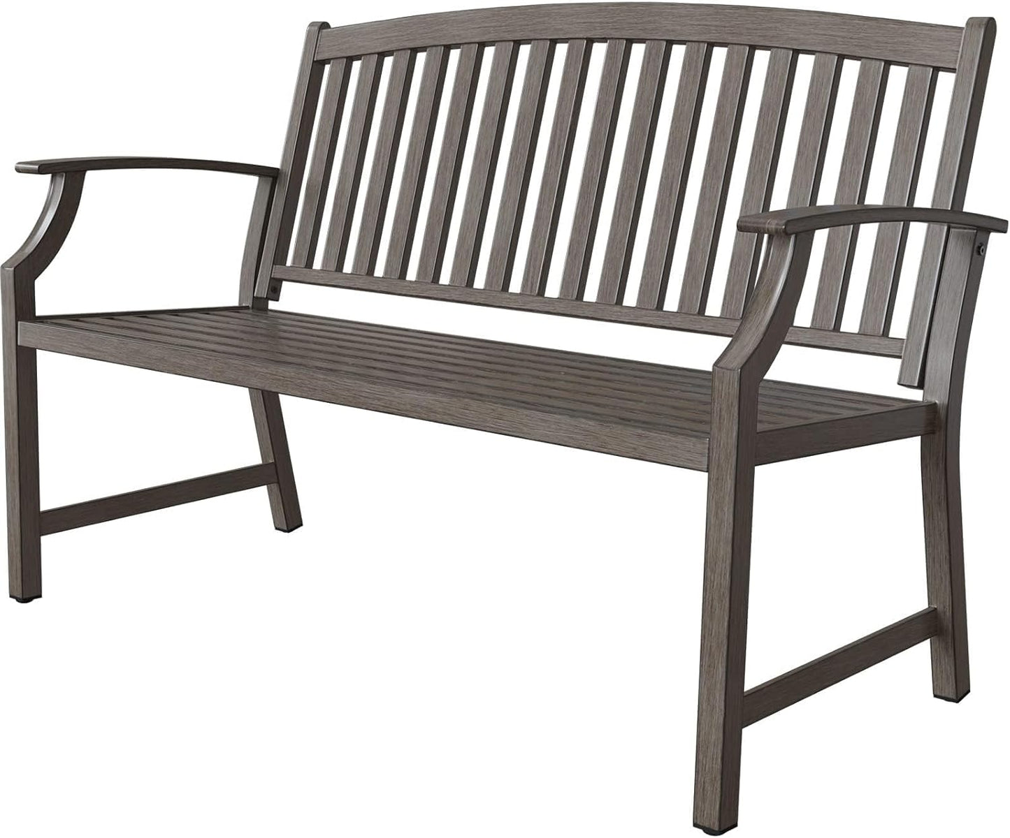 Grand patio 50" Outdoor Bench, Garden Benches with Anti-Rust Metal Powder Coated Frame, Patio Bench for Front Porch Park Outside Furniture Decor, Black