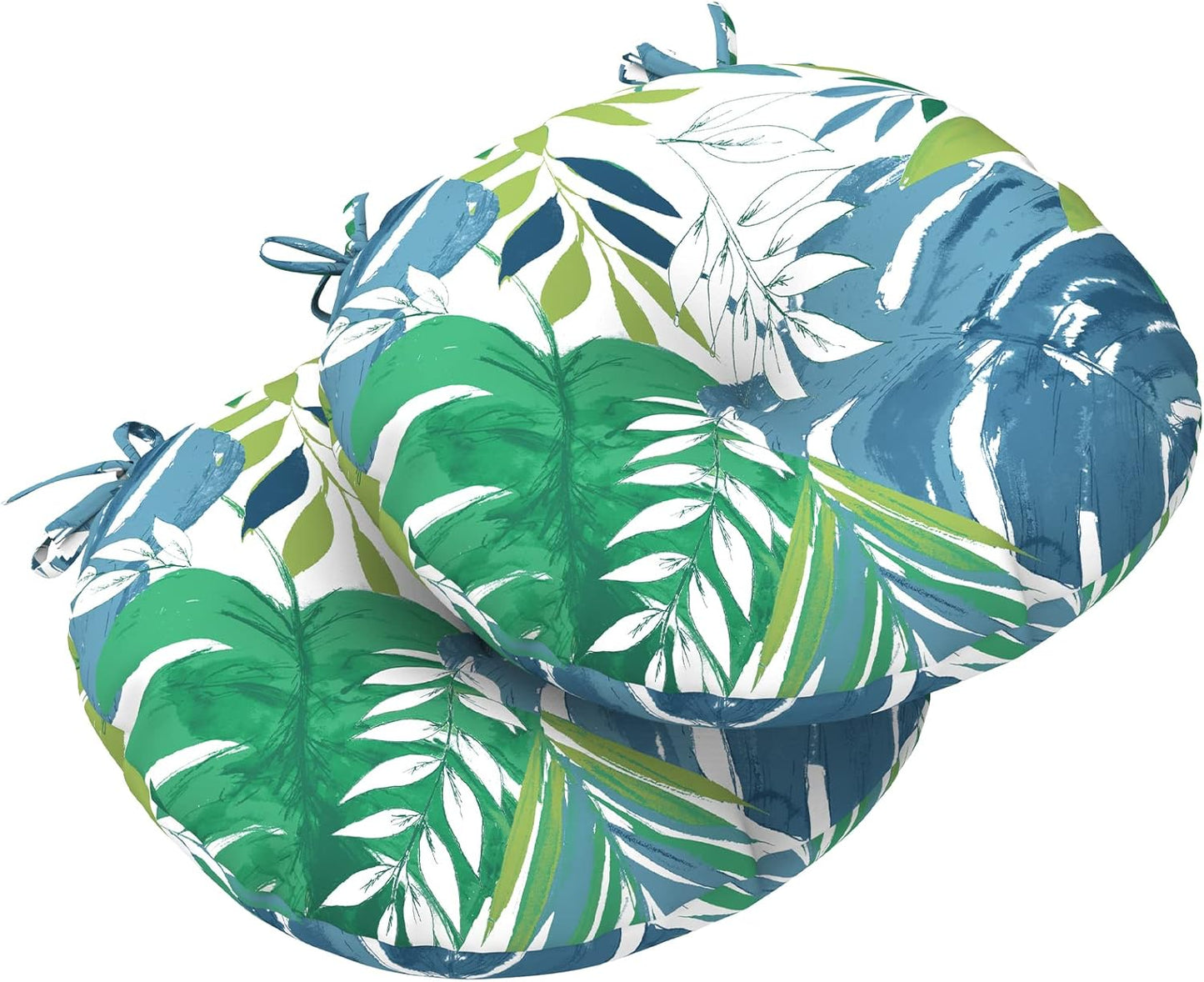 LVTXIII Outdoor All Weather Bistro Seat Cushions, Comfortable Fluffy Tufted Patio Chair Cushions Round 15”x15”x4” Set of 2 for Home Garden Furniture, Paisley Blue