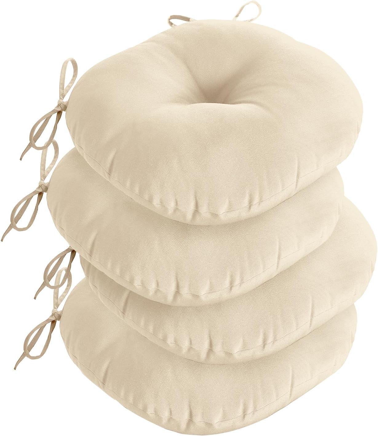 downluxe Bistro Chair Cushions for Patio Furniture, Water-Resistant Round Outdoor Chair Cushions Set of 4 with Non-Slip Ties, 15" x 15", Yellow