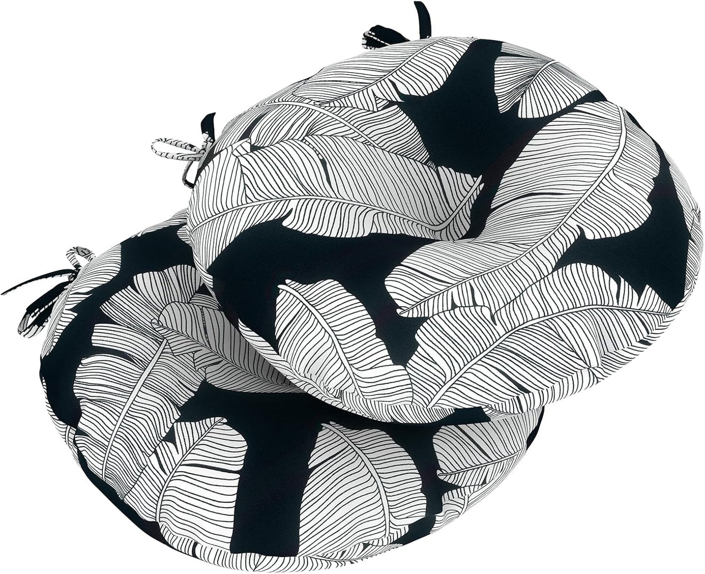 LVTXIII Outdoor All Weather Bistro Seat Cushions, Comfortable Fluffy Tufted Patio Chair Cushions Round 15”x15”x4” Set of 2 for Home Garden Furniture, Paisley Blue