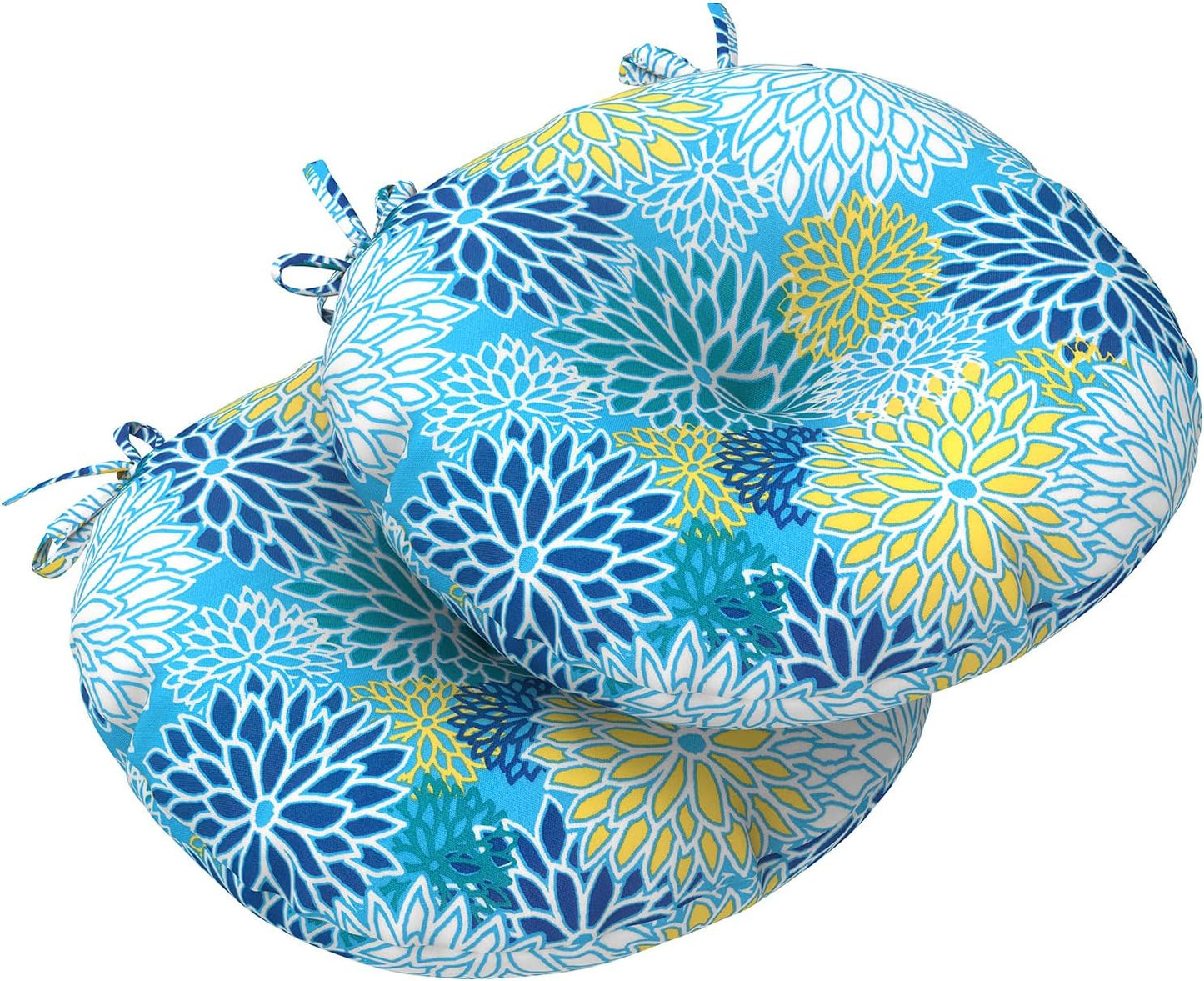 LVTXIII Outdoor All Weather Bistro Seat Cushions, Comfortable Fluffy Tufted Patio Chair Cushions Round 15"x15"x4" Set of 2 for Home Garden Furniture, Paisley Ummi Multi