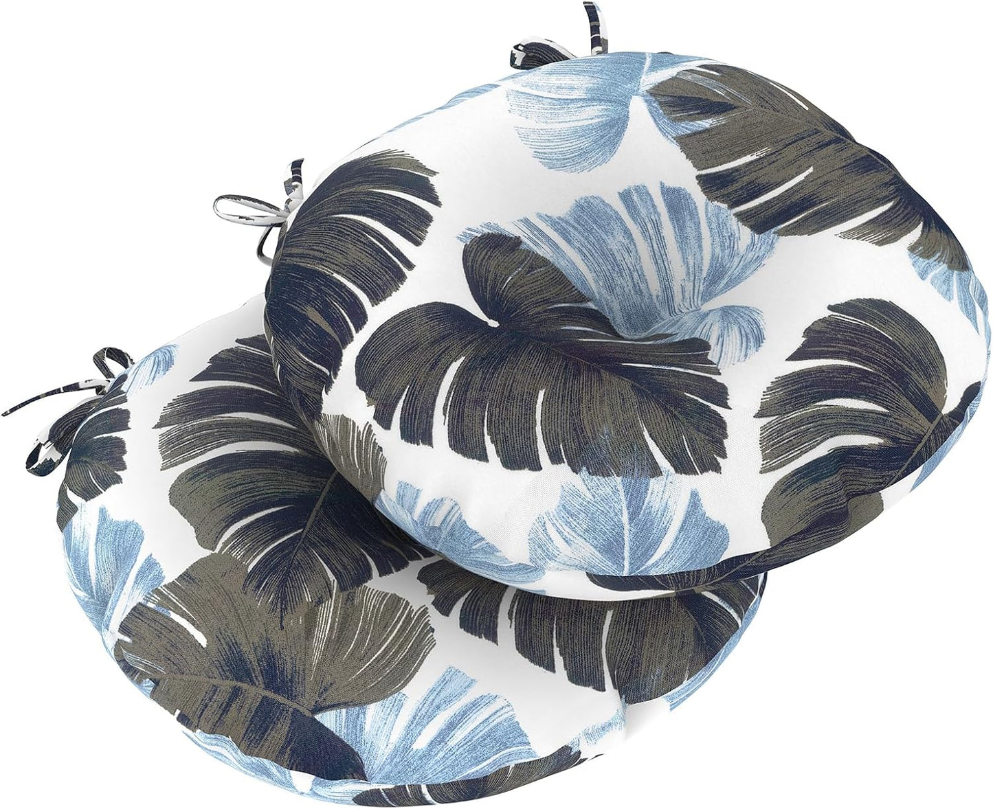 LVTXIII Outdoor All Weather Bistro Seat Cushions, Comfortable Fluffy Tufted Patio Chair Cushions Round 15”x15”x4” Set of 2 for Home Garden Furniture, Paisley Blue