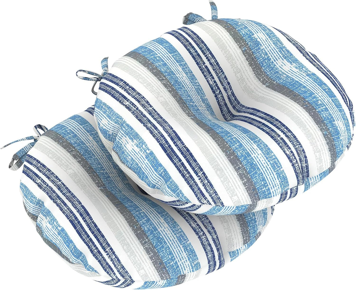 LVTXIII Outdoor All Weather Bistro Seat Cushions, Comfortable Fluffy Tufted Patio Chair Cushions Round 15”x15”x4” Set of 2 for Home Garden Furniture, Paisley Blue