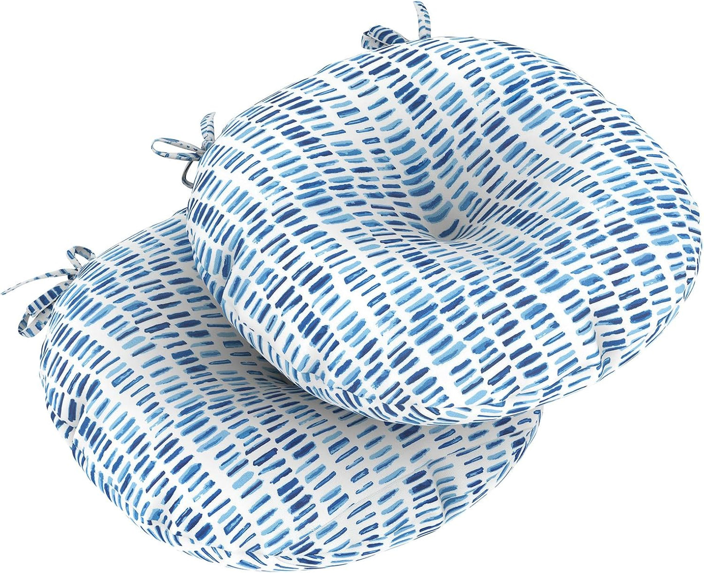 LVTXIII Outdoor All Weather Bistro Seat Cushions, Comfortable Fluffy Tufted Patio Chair Cushions Round 15”x15”x4” Set of 2 for Home Garden Furniture, Paisley Blue