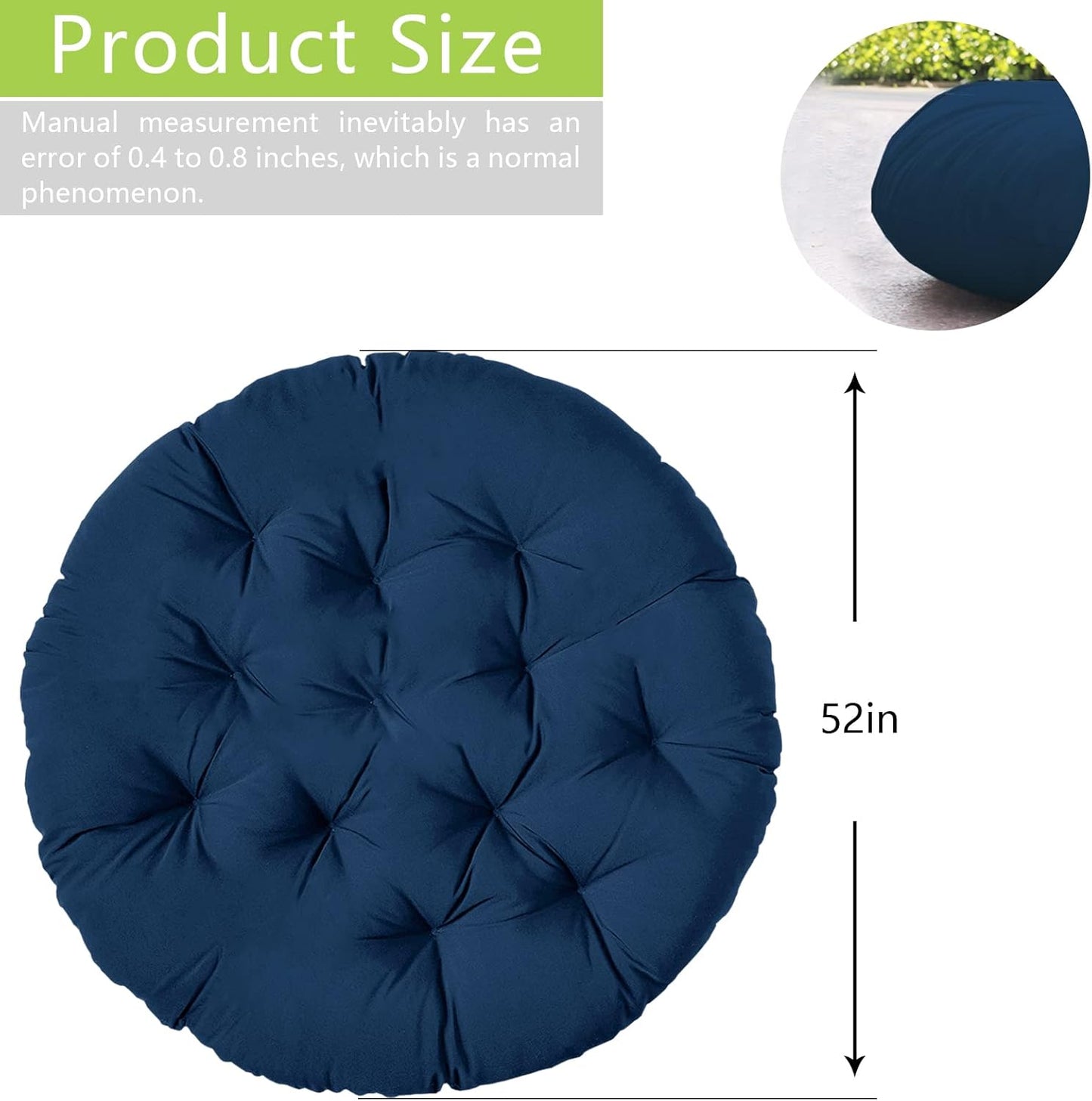 Papasan Chair Cushion Only, 52 in Cushion for Papasan, Round Leisure Papasan Seat Cushion (Blue)