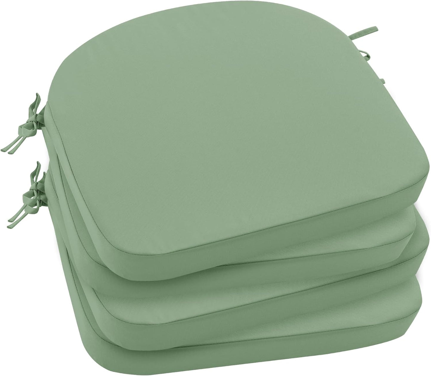 Outdoor Bistro Chair Cushions Set of 2, 15" D x 3" H Round Chair Cushions Waterproof and Fade Resistant Chair Cushion Pads with Non-Slip Ties and Removable Covers for Garden, Navy Blue