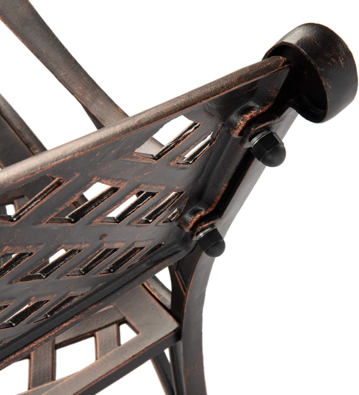 Balkene Home 61491 Patio Bench Cast Aluminum Lightweight Sturdy Bench Perfect for Relaxing Pause in Garden, Backyard Patio Basketweave Design - Antique Bronze Finish