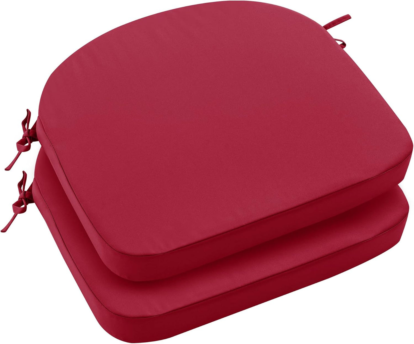 Outdoor Bistro Chair Cushions Set of 2, 15" D x 3" H Round Chair Cushions Waterproof and Fade Resistant Chair Cushion Pads with Non-Slip Ties and Removable Covers for Garden, Navy Blue