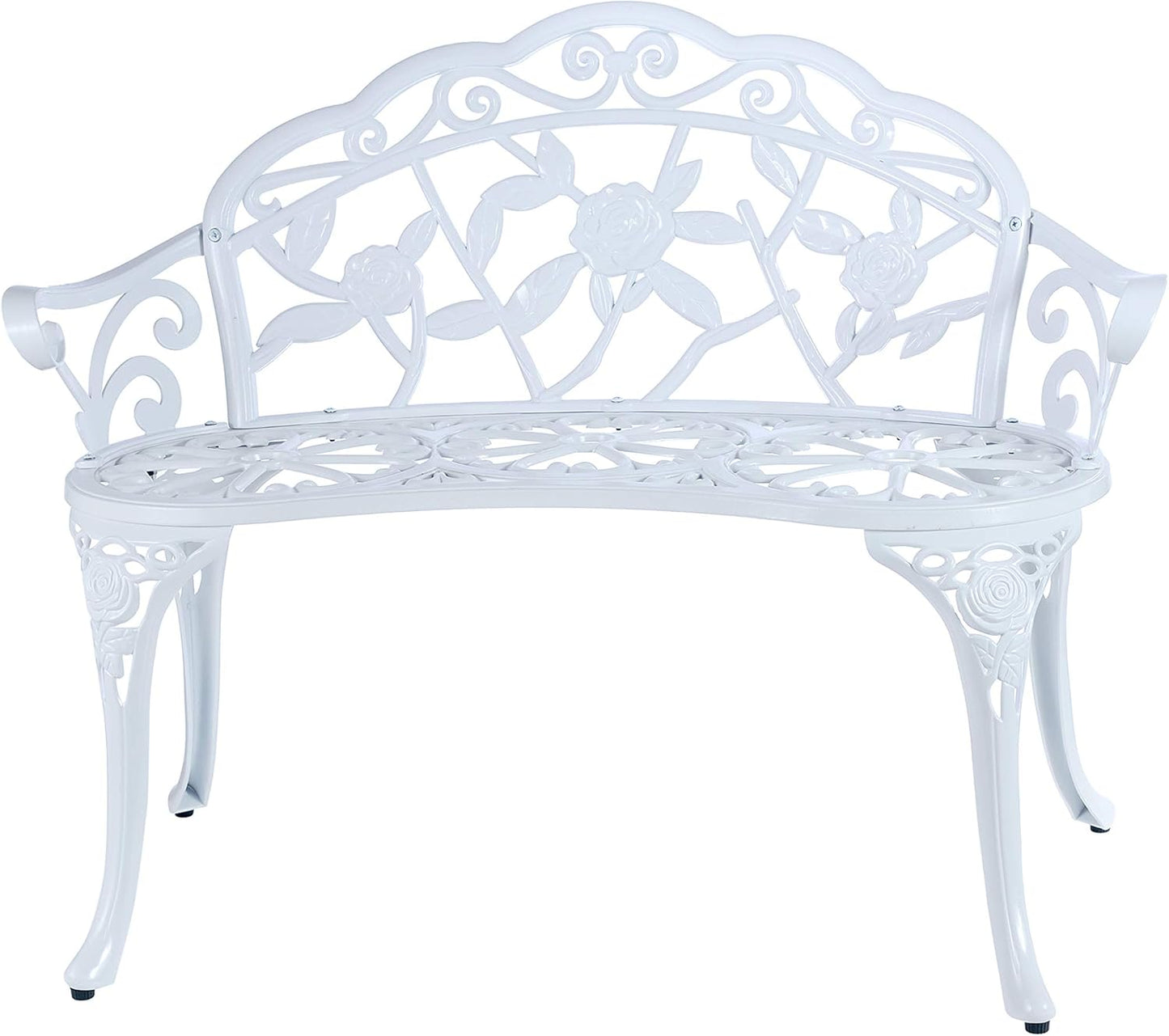C/G Patio Balcony Bench Double Seat, Anti-Rust Cast Aluminum Patio Garden Bench for Park Yard Outdoor Furniture Copper