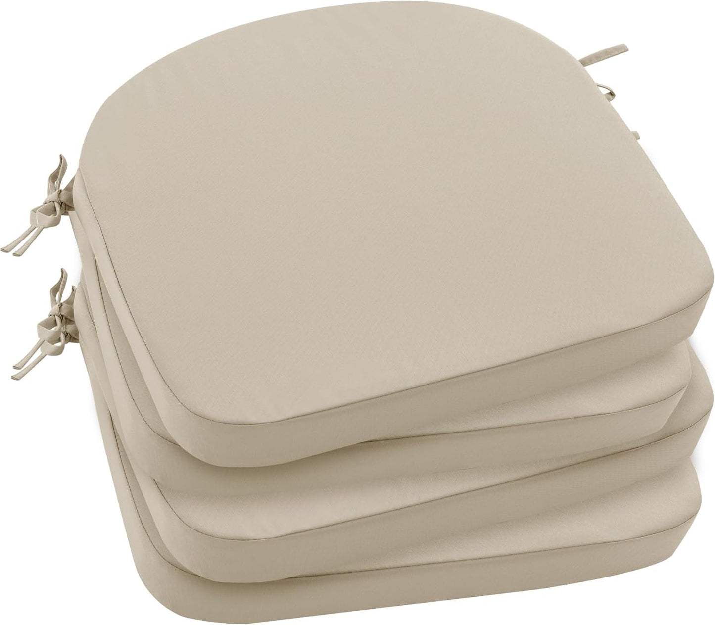 Outdoor Bistro Chair Cushions Set of 2, 15" D x 3" H Round Chair Cushions Waterproof and Fade Resistant Chair Cushion Pads with Non-Slip Ties and Removable Covers for Garden, Navy Blue